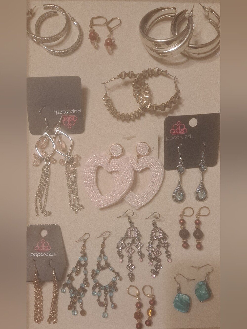 Some Paparazzi Mixed Metal Pink, Blue, Burgandy, Earrings Collection - 13 Pairs